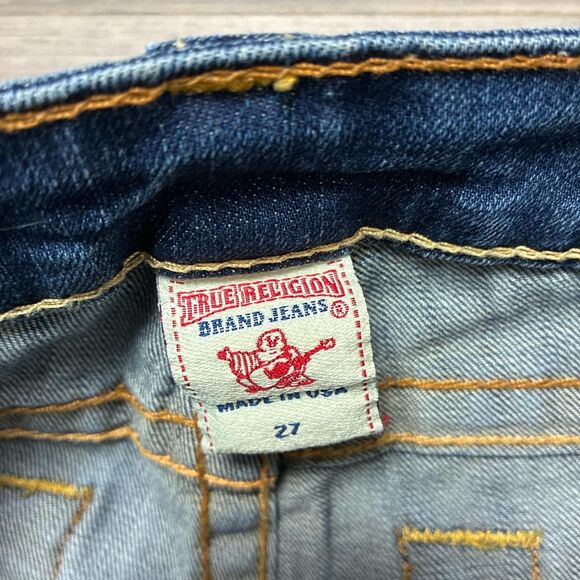 Vintage Y2K True Religion Low Rise Flare Blue Jeans Size 27 Distressed Western - Picture 6 of 7
